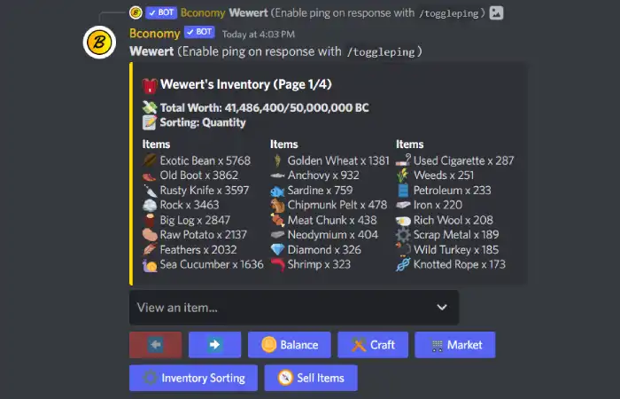 Bconomy Discord client screenshot